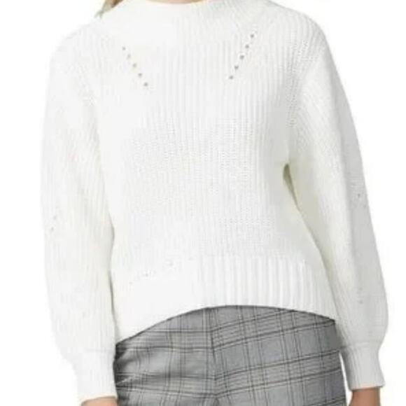 J. Crew Pointelle Cotton White Knit Crewneck Sweater Women’s Size XL - Picture 2 of 8